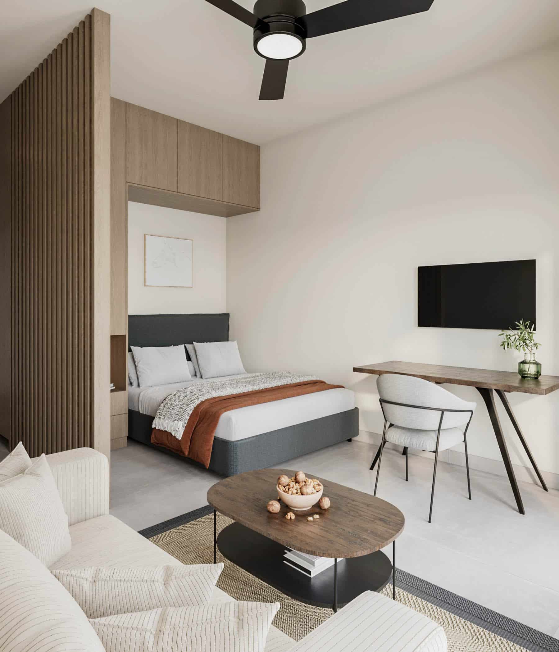 פרויקט Acharnon הדמיית פנים של חדר השינה