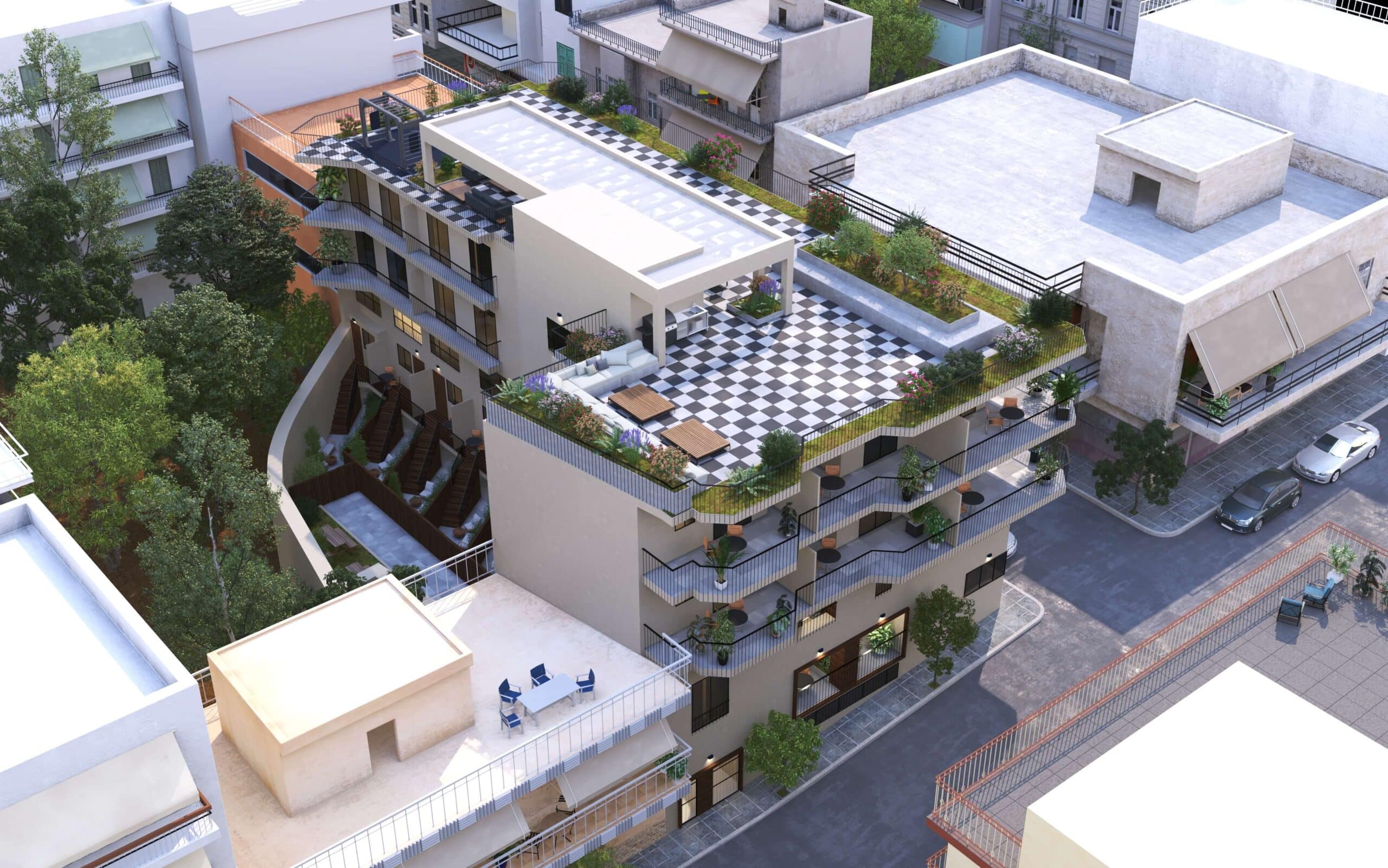 פרויקט Kalavriton בשכונת אגיה ורברה הדמיית חוץ