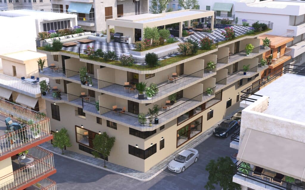 פרויקט Kalavriton בשכונת אגיה ורברה הדמיית חוץ