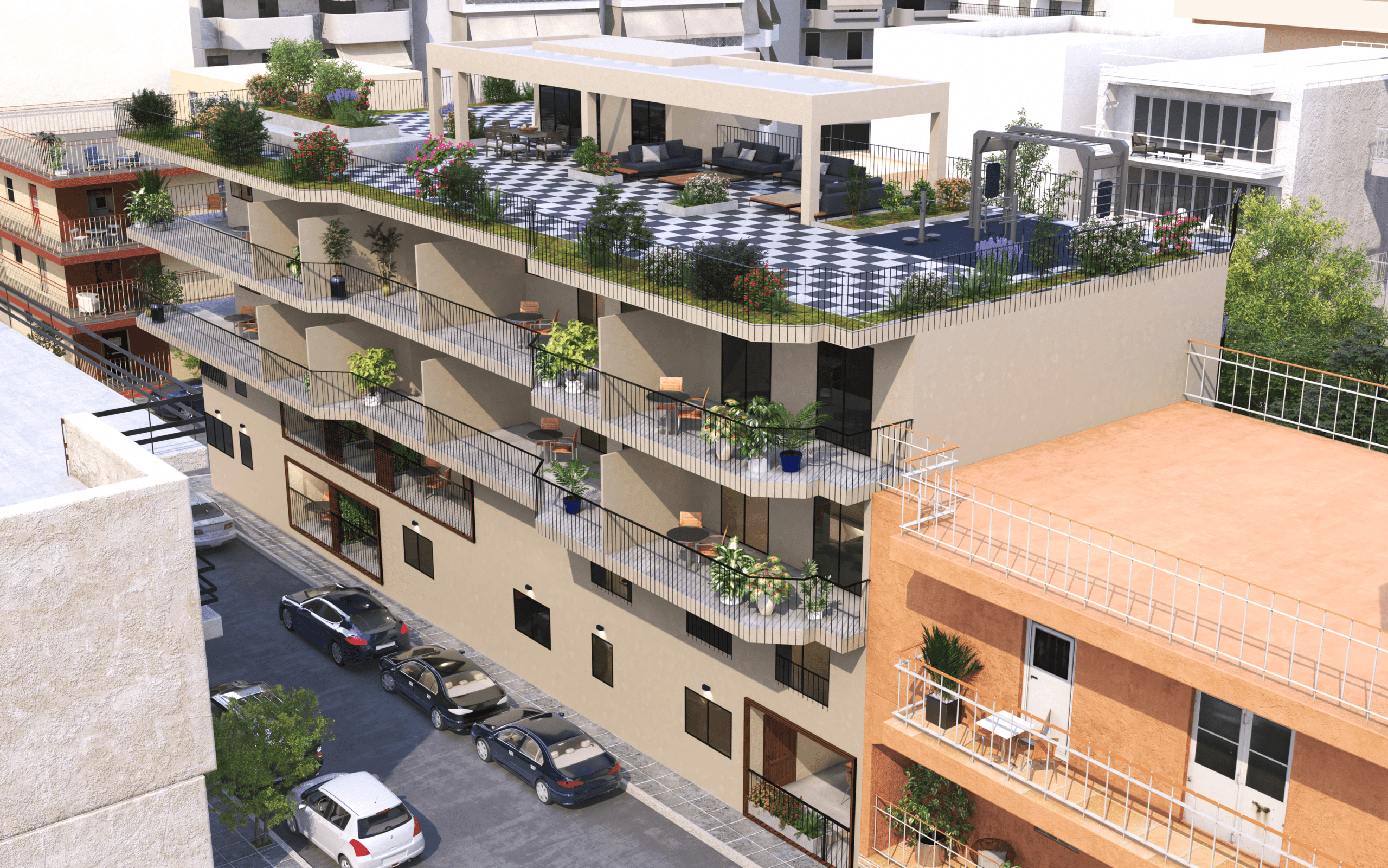 פרויקט Kalavriton בשכונת אגיה ורברה הדמיית חוץ