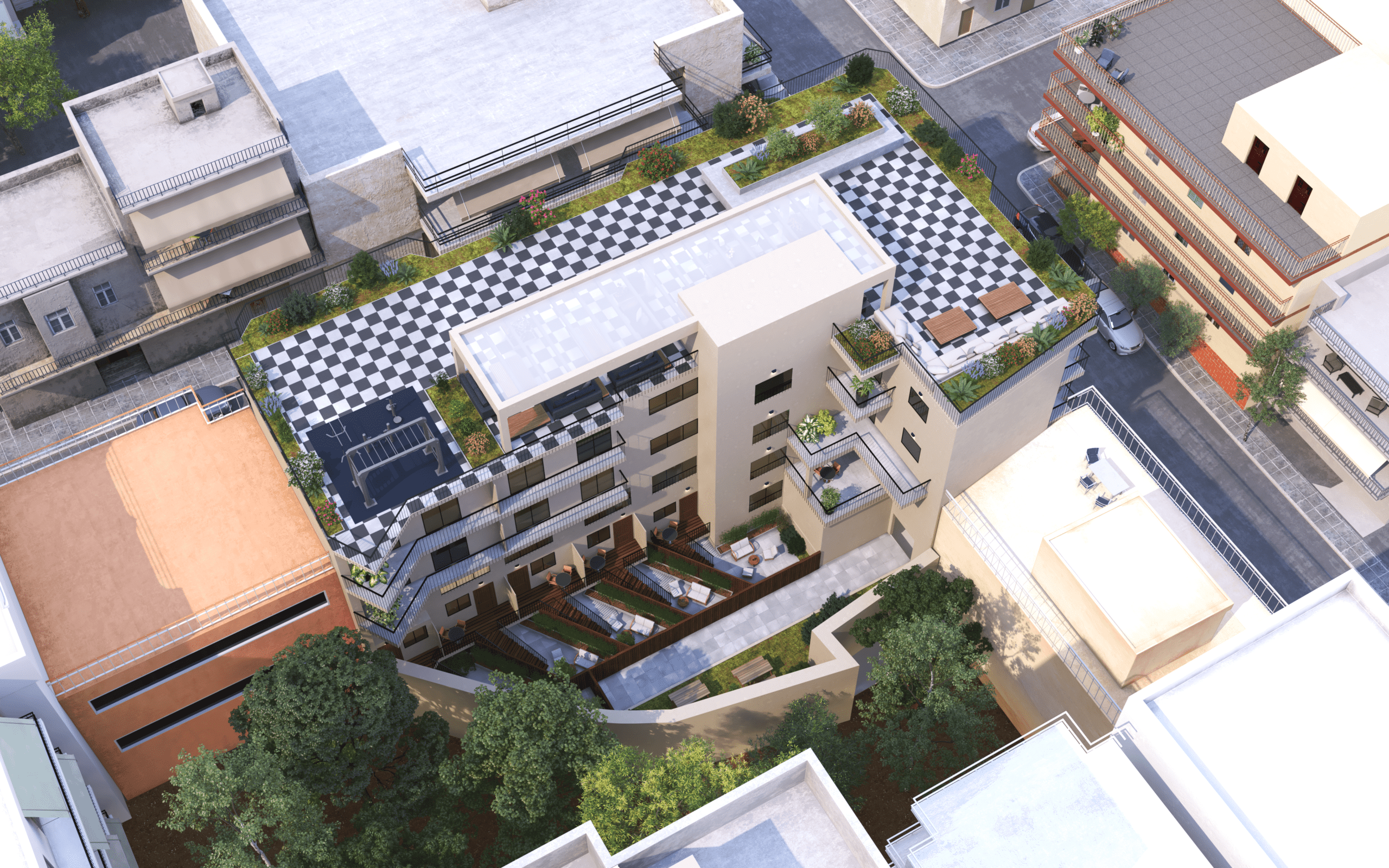 פרויקט Kalavriton בשכונת אגיה ורברה הדמיית חוץ